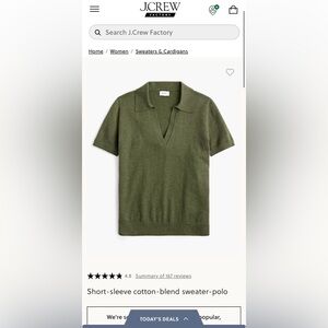 J. Crew Olive Knit V-Neck Polo